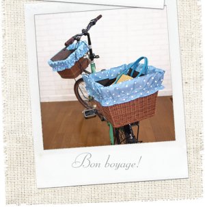 画像3: 自転車カゴカバー【水玉アクア】前 後ろ ハンドル間かごカバー フリーサイズ